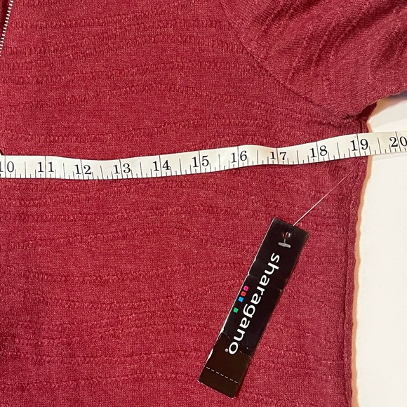 Sharagano long sleeve top with zipper detail in red, size M - Picture 6 of 11